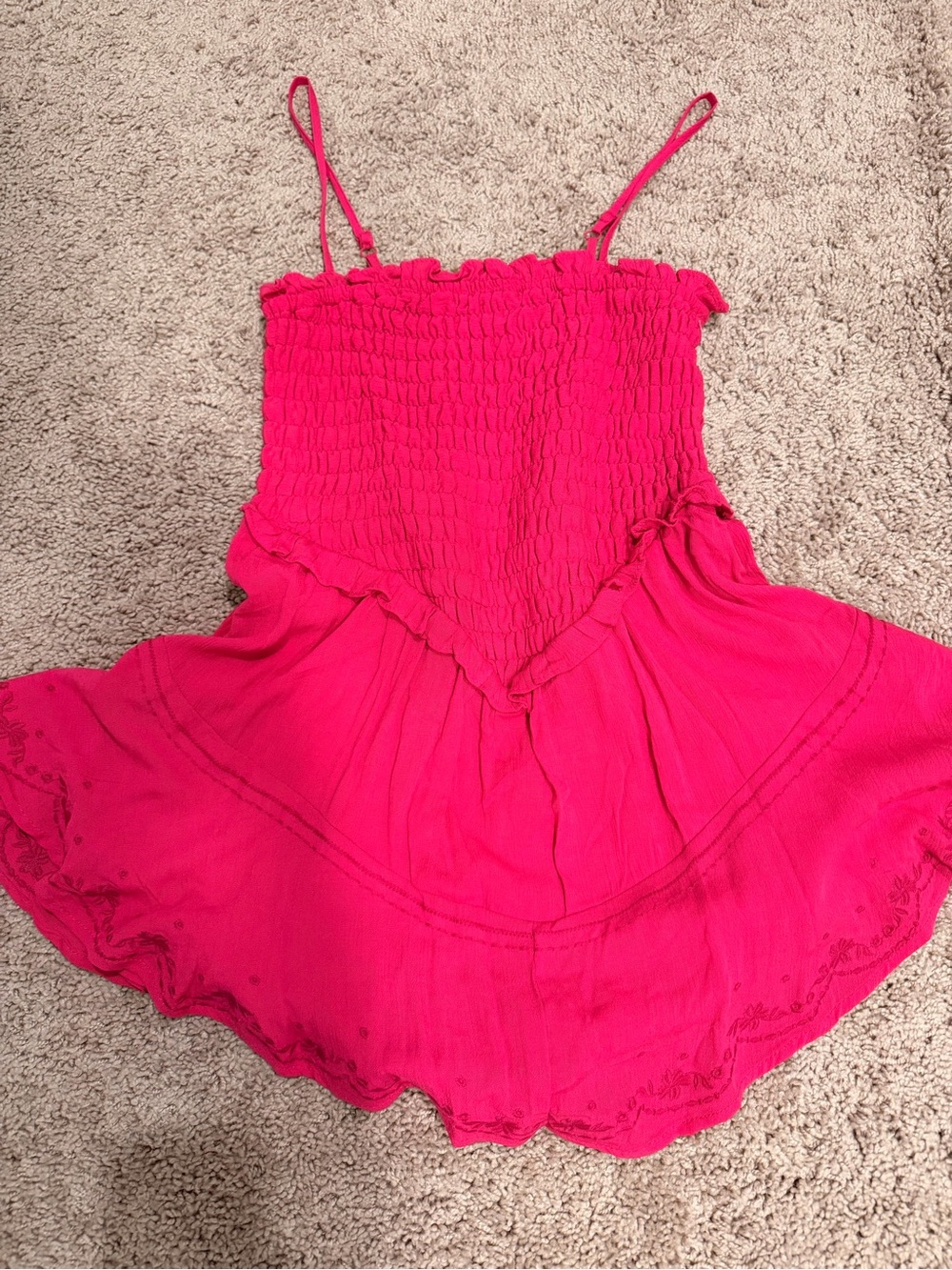 No Boundaries Hot Pink Smocked Ruffle Mini Dress - Picture 3 of 8